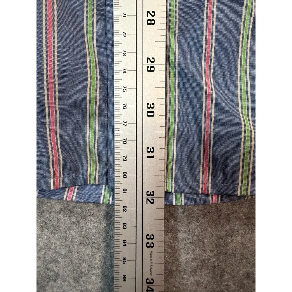 Saddlebred Mens Blue Striped Short Sleeve Button Down‎ Wrinkle Free Shirt XL